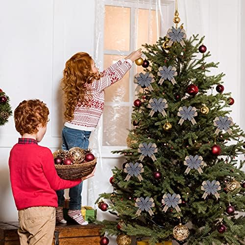 6 חתיכות חג המולד יוטה קשתות עבור זרי חג המולד מראש קשתות עבור עץ שחור לבן באפלו משובץ זר קשתות טופר יוטה לבדוק