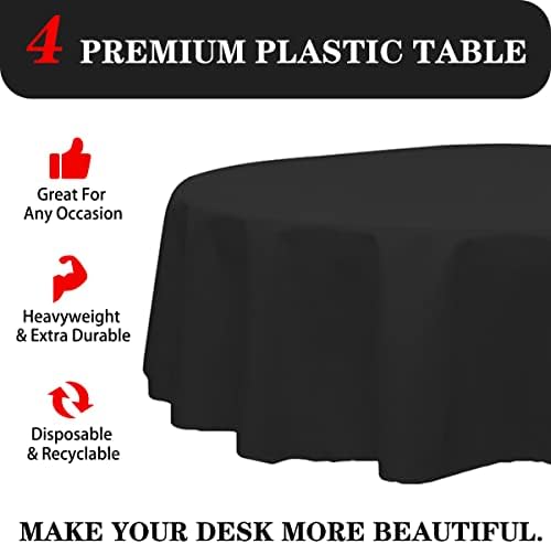 4 חבילה פרימיום חד פעמי פלסטיק מפת שולחן 84 עגול חד פעמי כבד החובה שולחן כיסוי עבור מסיבת יום הולדת