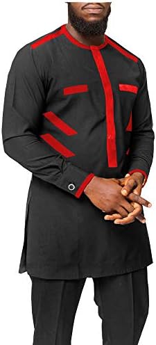 גברים אפריקאים תלבושות בגדים של דשיקי סט חולצה אנקרה ומכנסים סט אימונית משולשת ללבוש שבטי רזה בכושר