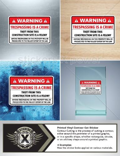 אזהרת שלט בטיחות מדבקות אזהרת הסגת גבול היא הדפס צבע גניבת פשע (7 x 4.6 i ... גודל: 5 x 3.3 אינץ 'הדפס