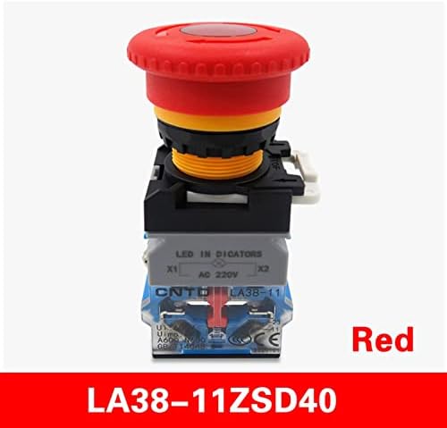 NYCR LA38 עצירה חירום חשמל אור 22 ממ מתגי פטריות ראש על כפתור כפתור מתג LED LA38-11ZSD40 220V 24V