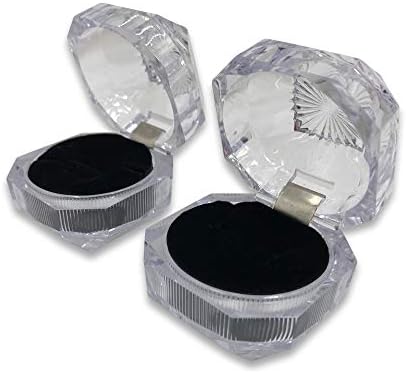 אריזת 2 כמות-קופסא תכשיטי תצוגת אקריליק טבעת אחת עם כרית קצף שחורה-למתנה / מכירות/תצוגה / נסיעות / אחסון