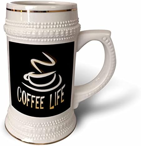 קצה 3 של עיצוב לילה - קפה - תמונה של מילים חיי קפה - 22oz שטיין ספל
