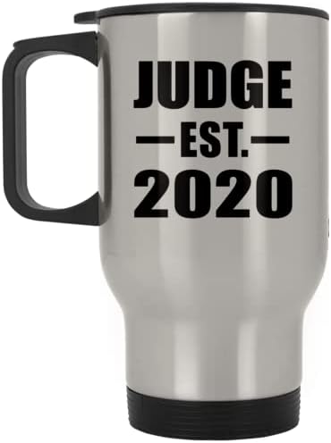 תכנון השופט הוקם EST. 2020, ספל נסיעות כסף 14oz כוס מבודד מפלדת אל חלד, מתנות ליום הולדת יום