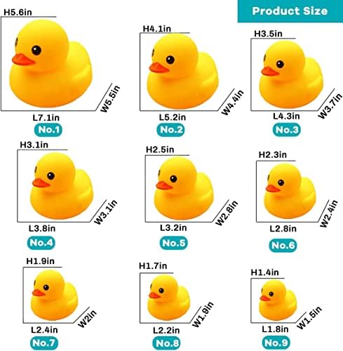 Umbresen 9 PCS אמבטיה צעצוע ברווז צהוב ברווזי גומי בגיל הרך מתנה ברווזים מתנה למקלחת לתינוקות תינוקות טודלרים