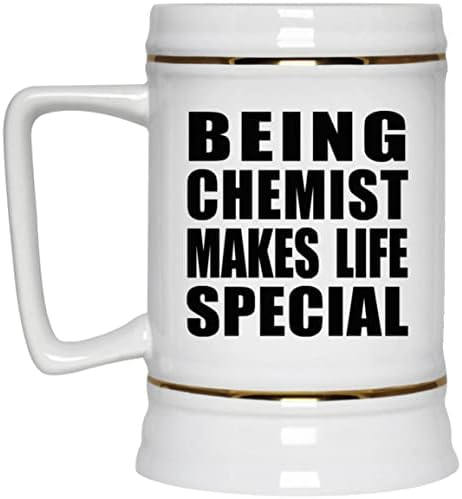 Designsify להיות כימאי הופך את החיים למיוחדים, 22oz Beer Stein Ceramic Tickard ספל עם ידית למקפיא, מתנות