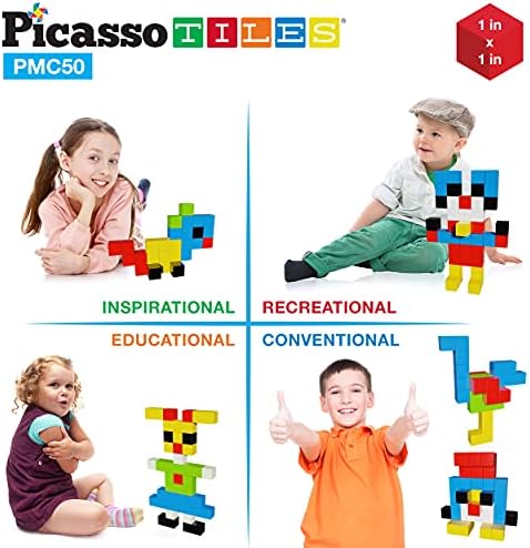 Picassotiles קוביית פאזל מגנטית 400 יחידות + 50 יח ' + 60 יחידות, תערובת והתאמה קוביות צעצועים חושיים חינוך