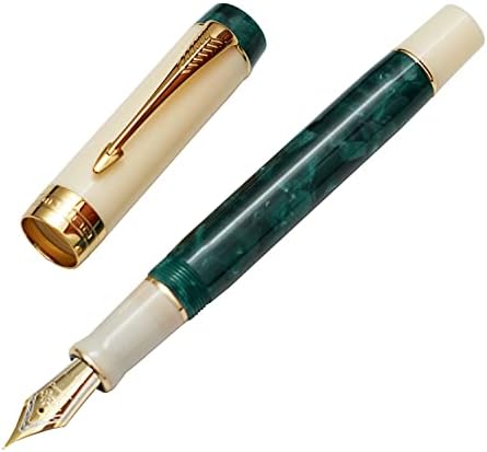 ניו ג'ינהו 100 עט מזרקת שרף ירוק-לבן עם קליפ חץ עדין ציפורן 0.5 ממ עט משרד כתיבה אקריליק