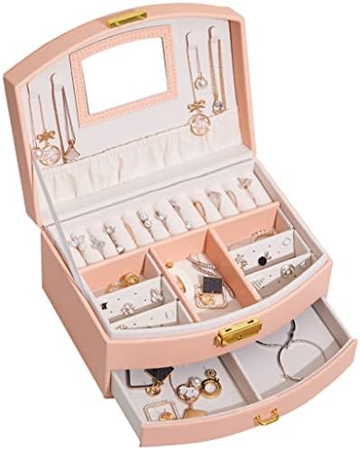 ארגון תכשיטים של תכשיטי עור Wenlii מארגן תכשיטים מרובי -תפקוד קופסת אחסון עגיל עם מתנות