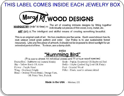 מרקארט Hummingbird art art מתנה קופסאות תכשיט ותכשיטים תכשיטים - ארהב בעבודת יד - איכות ללא תחרות - ייחודיים,