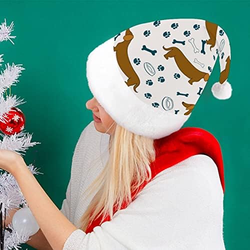 קריקטורה כלבי תחש כפת הדפסי חג המולד כובעי בתפזורת מבוגרים כובעי חג המולד כובע לחגים חג המולד ספקי צד