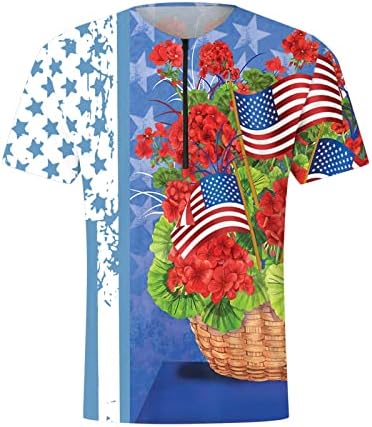 טיז שרוול ארוך של מיאשוי גברים של קיץ דגל יום העצמאות דיגיטלי 3 הדפסת רוכסן חולצה שרוול קצר עם צוואר