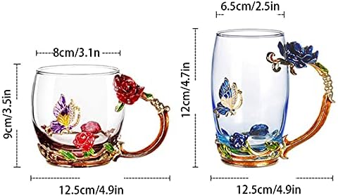 כוסות מים של סונסה אמייל זכוכית סט 2 חלקים 10.8 עוז 11.8 עוז אופציונלי תה חלב ארוחת בוקר משקאות כלי זכוכית