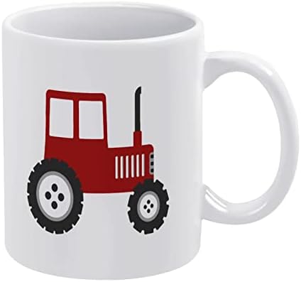 אדום טרקטור הדפסת ספל קפה כוס קרמיקה תה כוס מצחיק מתנה עבור משרד בית נשים גברים 11 עוז