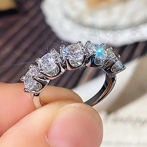 טבעות הקלדה טבעת ביג רונד טבעת פשוטה לנשים טבעת כסף כלה יהלום אלגנטי טבעת נישואין אלגנט