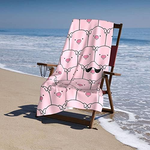 Jasmoder חזיר ורוד חמוד מהיר יבש מגבת חוף אמבטיה גדולה לקמפינג נסיעות 32 51