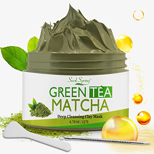 מסכת חימר ויטמין סי באביב זרעים, מסכת בוץ פנים מאצ ' ה תה ירוק עם ניקוי עמוק מרגיע 4.78 עוז