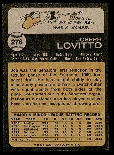1973 Topps 276 Joe Lovitto Texas Rangers NM/MT+ Rangers