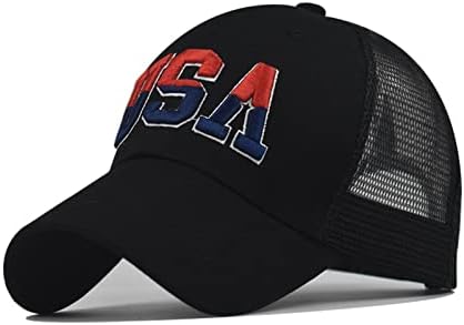 יוניסקס בציר בייסבול כובע רשת נהג משאית כובע מתכוונן נמוך פרופיל אמריקה דגל רקמת קיץ כובעי