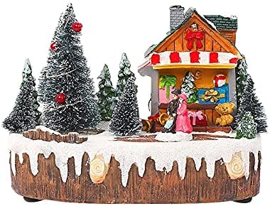 חג המולד שלג בית כפר הוביל אור זורח קישוטי עם מוסיקה חג חג המולד עץ פסטיבל בית בית תפאורה