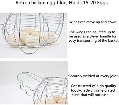 עוף ביצת סל מחזיק מתכת חוט תרנגולת בצורת מטבח אחסון מדף, ביצת סל עם ידית, מחזיק 15-20 ביצים, עבור מטבח סלון