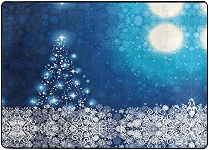 פתית שלג כחולה לחג המולד 5 על 8 שטיחים באזור, נגד החלקה שטיח רצפה נוח במיוחד לבית מקורה דקורטיבי, שטיח ליד המיטה