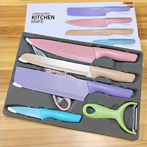 סט סכינים מידו קלייר, סט סכיני מטבח 6 חלקים, כולל קולפן ומספריים, סכין סט קש חיטה, קש צבעוני, סכין צבע