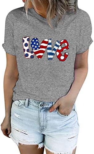 חולצות נשים גדול מזדמן קצר אופנה חולצה אמריקאי מודפס דגל יום שרוול נשים עצמאות למעלה נשים של
