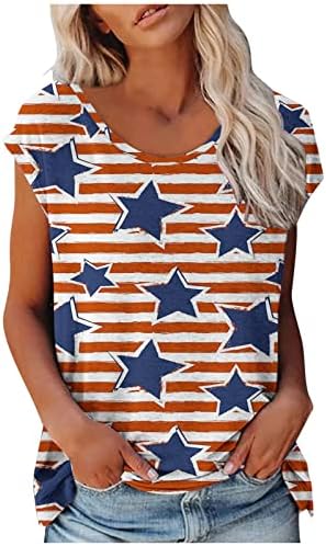 חולצות פטריוטיות לנשים 2023 ארהב יום העצמאות חולצה חולצת דגל אמריקאית חולצת טריקו טיפת חגי קיץ של כתף