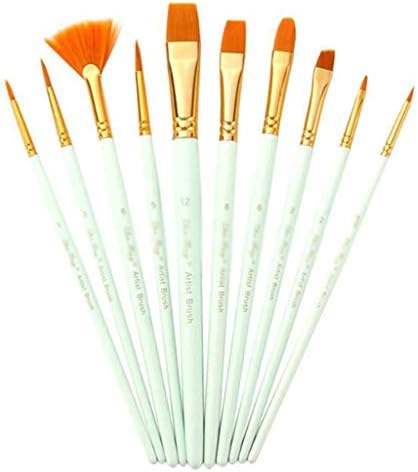 QJpaxl 10 יחידות/סט עט צבעי מים מברשות צבע גואש מברשות ניילון ציור שיער מברשת סט אספקת אמנות מקצועית