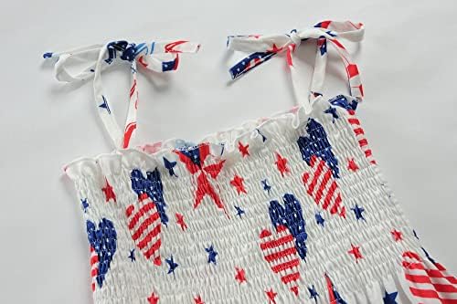 מבושל בנות פעוטות של אוללה רצועות רצועות 4 ביולי שמלת דגל אמריקאי כוכבים מפוספסים יום עצמאות יום עצמאות