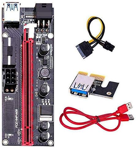 VER009S PCI-E RISER כרטיס PCIE 1X עד 16X USB 3.0 כבל נתונים כריית ביטקוין, 6 יח '...