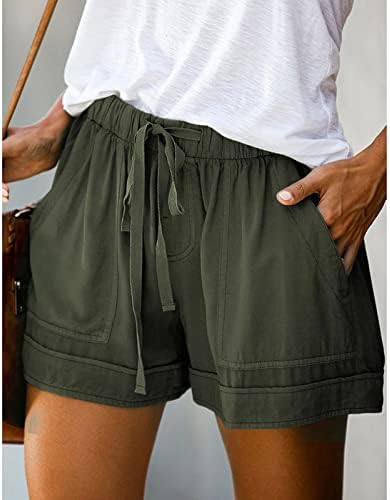 נשים שורשיות פלוס מכנסיים קצרים בגודל קז'ואלים רגילים מותניים רגילים משיכת כיסים קיץ חוף קלים מכנסי טרקלין