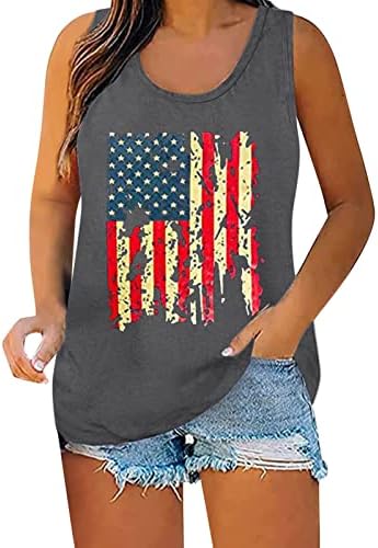 4 ביולי גופיות לנשים ללא שרוולים חולצת טריקו דגל אמריקאי כוכבים פסים פטריוטית אימון טוניקת גופייה