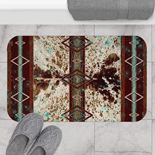 שטיח אמבטיה מערבי הדפסת עור פרה / שטיח אמבטיה מערבי הדפסת פרה / שטיח אמבטיה מערבי בוהו / עיצוב חדר אמבטיה מערבי