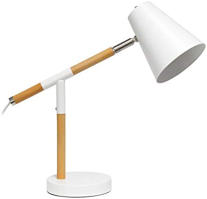 עיצובים פשוטים LD1059-WHT מט ווטן מט ומנורת שולחן ציר מעץ