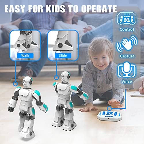 סטמטרון שלט רחוק רובוט ירוק ולבן רובוט צעצוע, 2.4 גרם אינטליגנטי משטרת רובוט וקול מבוקר רובוט