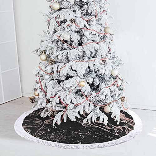 רוז זהב רוד שיש שחור עץ חג המולד מחצלת חצאית עץ עץ עץ עם גדילים לקישוט חג המולד של מסיבת חג 48 x48
