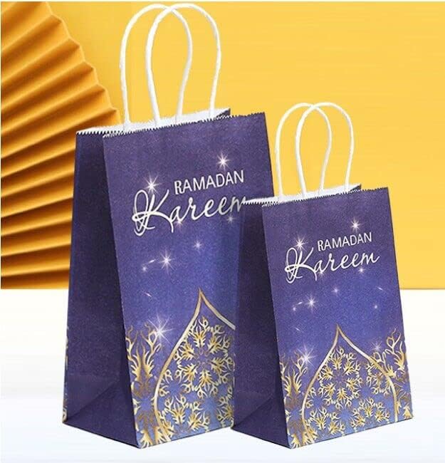 Crawprop Blue Ramadan Kareem מסיבת נייר שקיות קנדי ​​שקיות מתנה נייר שקיות מתנה נייר ציוד מסיבות רמדאן מוסלמי