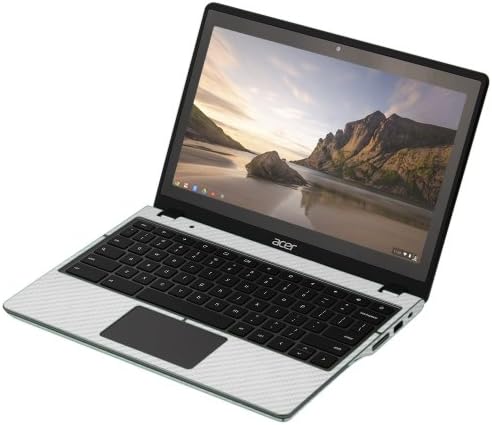 Skinomi סיבי פחמן כסף מלא גוף מלא עור תואם ל- Acer Chromebook 11.6 C720p TechSkin עם מגן מסך סרטים ברורה אנטי-בוערת