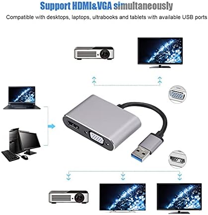 QIILU HD Multimedia מתאם ממשק מתאם ממיר HD Multimedia ממשק VGA ממיר USB 3.0 ל- VGA HD Multimedia מתאם