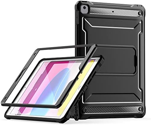 מארז מכשיר טאבלט תואם ל- iPad 10.2inch 2019/2020/2021 חובה כבד מחוספסת אטום זעזועים מארז מגן כיסוי 360 °