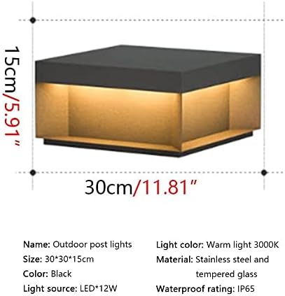 MGJX אורות פוסט חיצוניים - מנורות עמוד עמוד מרובעות מנורות שולחן מוט פטיו שחור מודרני חיצוני חיצוני עמיד