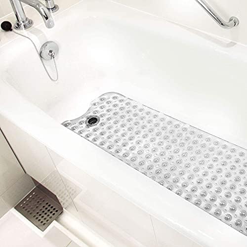 מחצלת אמבטיה HealthSmart גדולה במיוחד ללא מקלחת להחליק ומזרן אמבטיה עם כוסות יניקה וחורים לנקזים