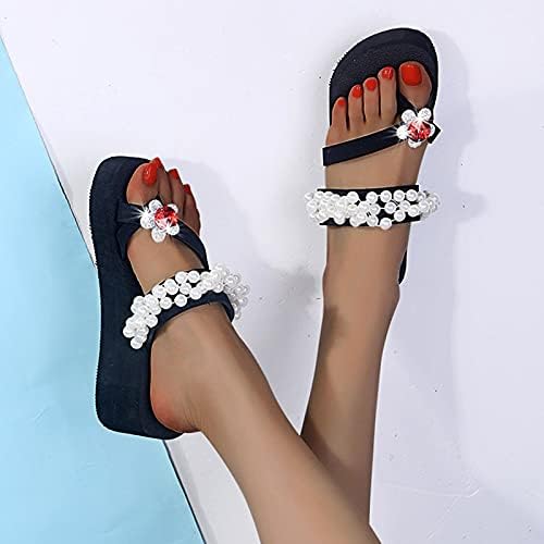 סנדלי נשים לנשים איקה סנדלים בקיץ נעלי בית מזדמנים אבני חן מלאכותיות פנינים לקצץ כפכפים קליפ קליפ בוהן חוף שקופיות