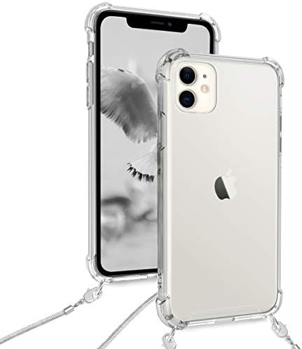 מארז KWMobile תואם ל- Apple iPhone 11 - Crossbody Case ברור כיסוי טלפון TPU שקוף עם רצועת שרשרת
