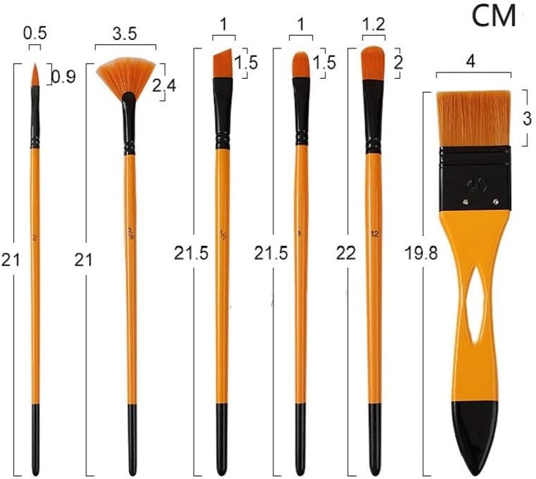 FZZDP 6 יחידות/סט ניילון עץ מעורב מחזיק עט עץ שמן צבע מברשת מברשת אקריליק שמן שמן חומר אמנות מברשת