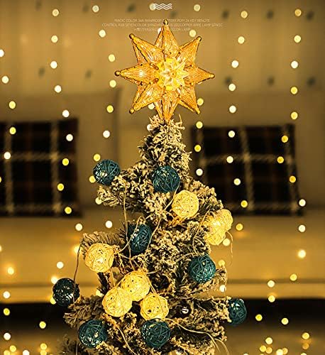 עץ חג המולד טופר מואר מואר אורות חג המולד פנטגרם עץ אורות עליונים אורות מתומנים טופרים עץ קישוטי חג המולד