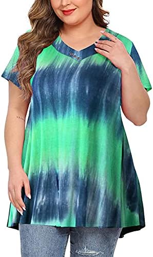 חולצת טי בגודל פלוס לנשים צמרות צבעוניות צבעוניות טוניקה