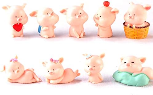 Hystyle 9 PCS פסלוני חזירים מיניאטוריים, צעצועים משפחתיים ורודים חמודים